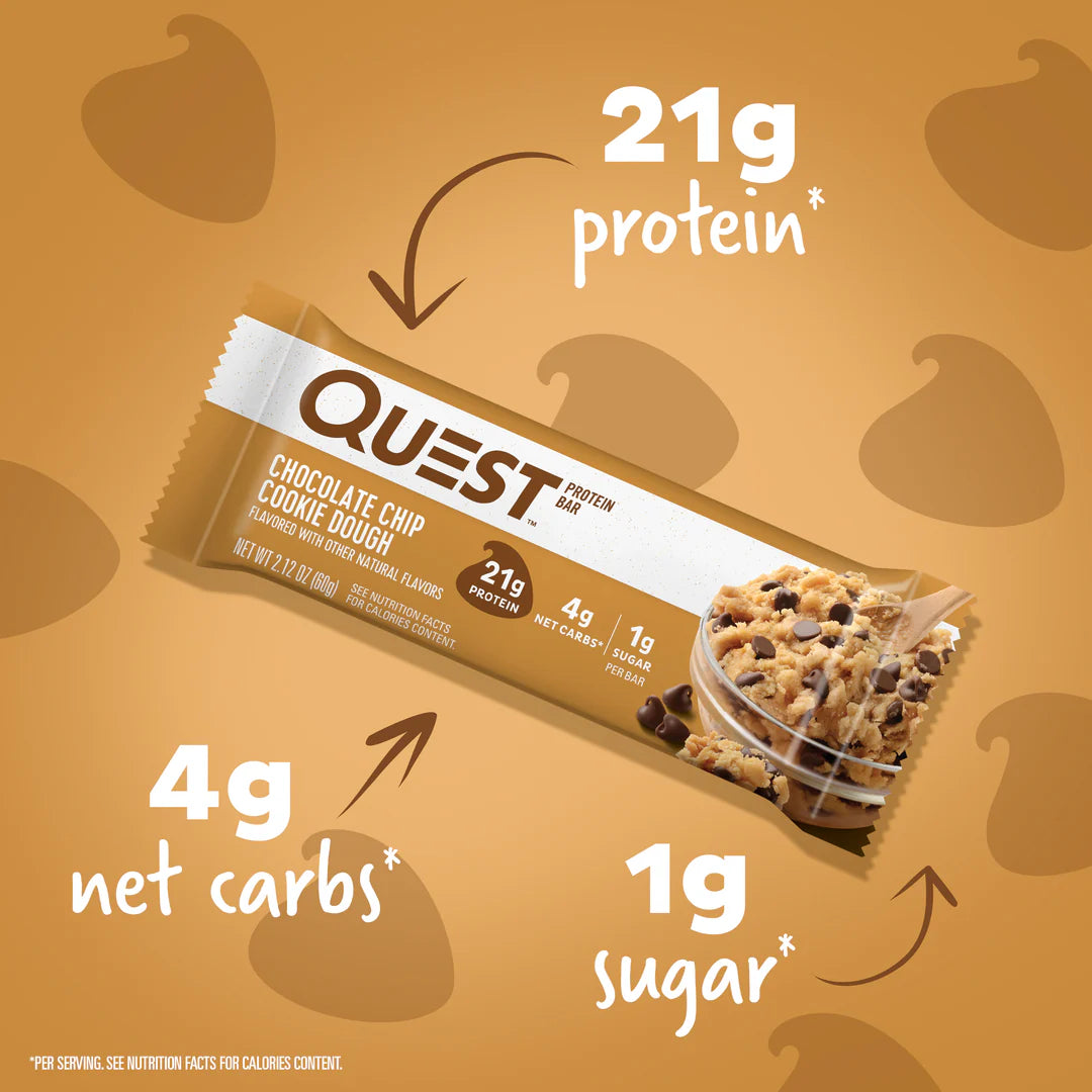 QUEST CHOCOLATE CHIP COOKIE DOUGH PROTEIN BAR (60g)