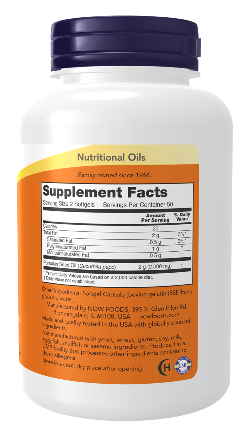 Now Foods Pumpkin Seed Oil 1000 mg Softgels