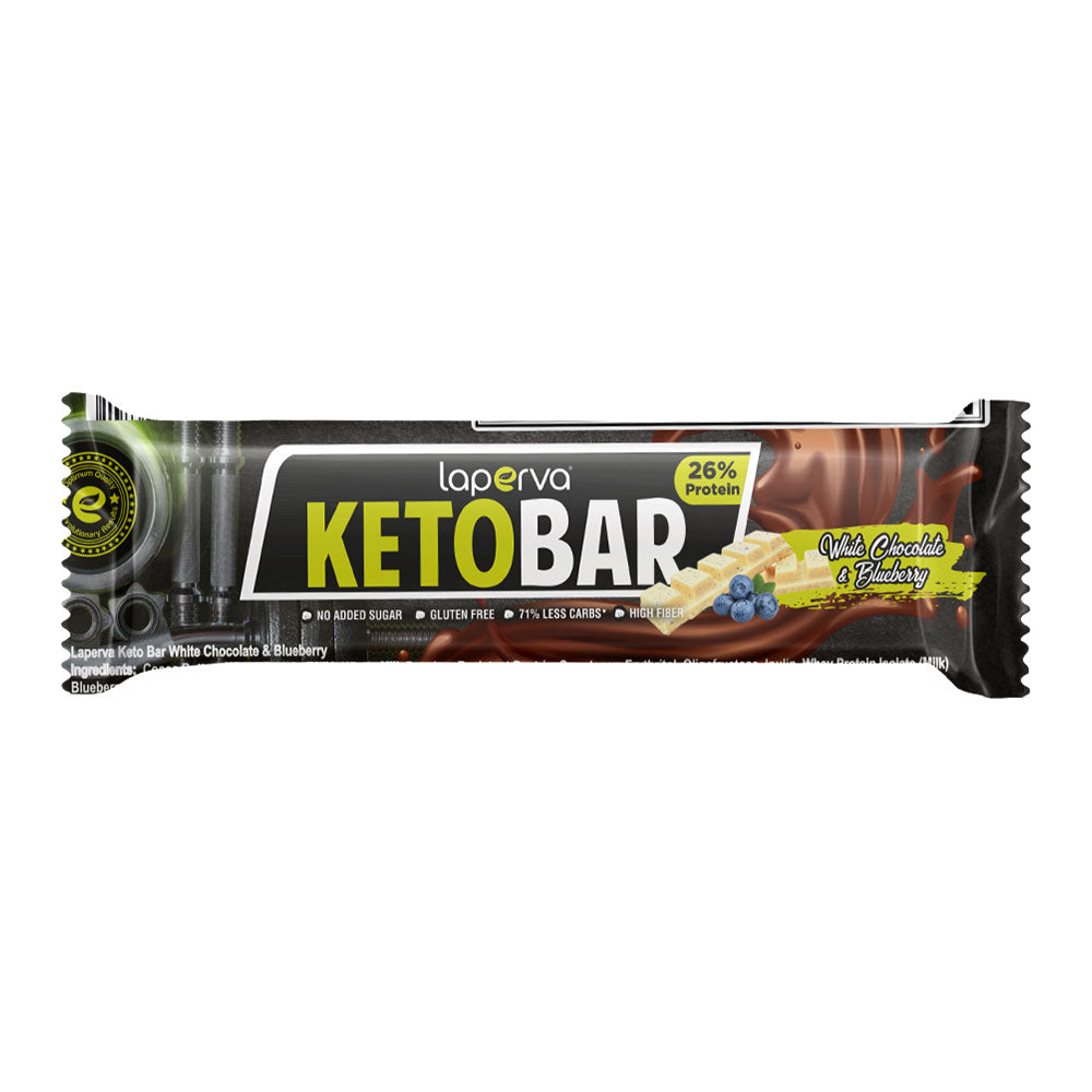Laperva Keto Bar, White Chocolate & Blueberry, 1 Bar, Low Calories, Athletes & Keto Friendly
