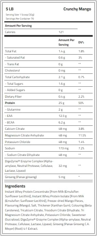 Laperva Triple Gold Whey Crunchy Mango 5lb (70 Servings)