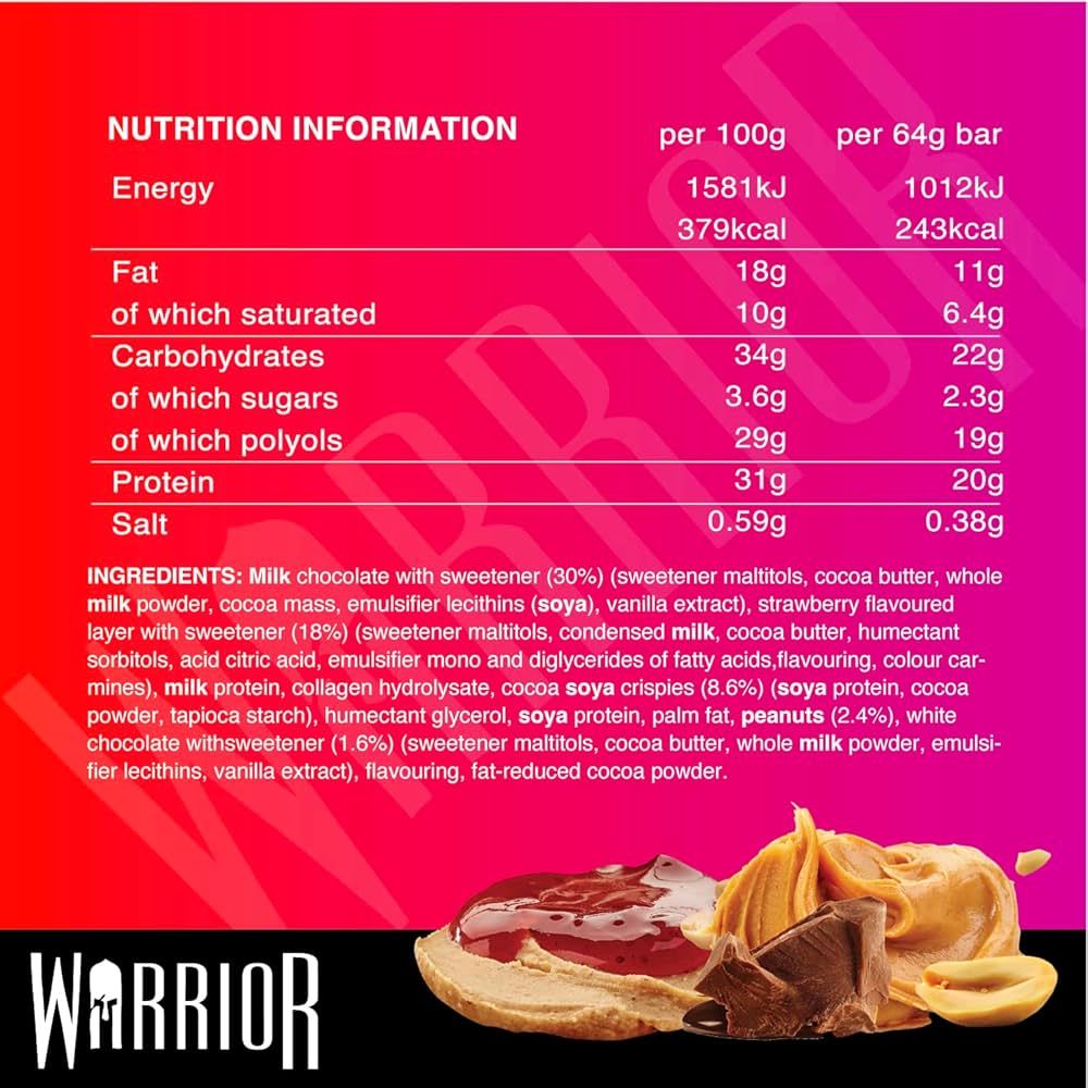 Warrior Crunch Protein Bar - Peanut Putter Jelly