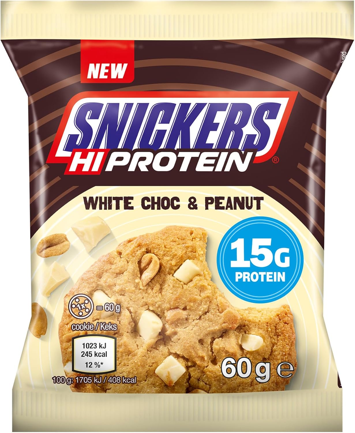 Snickers White Chocolate Peanut Baked Protein Cookie (60g)