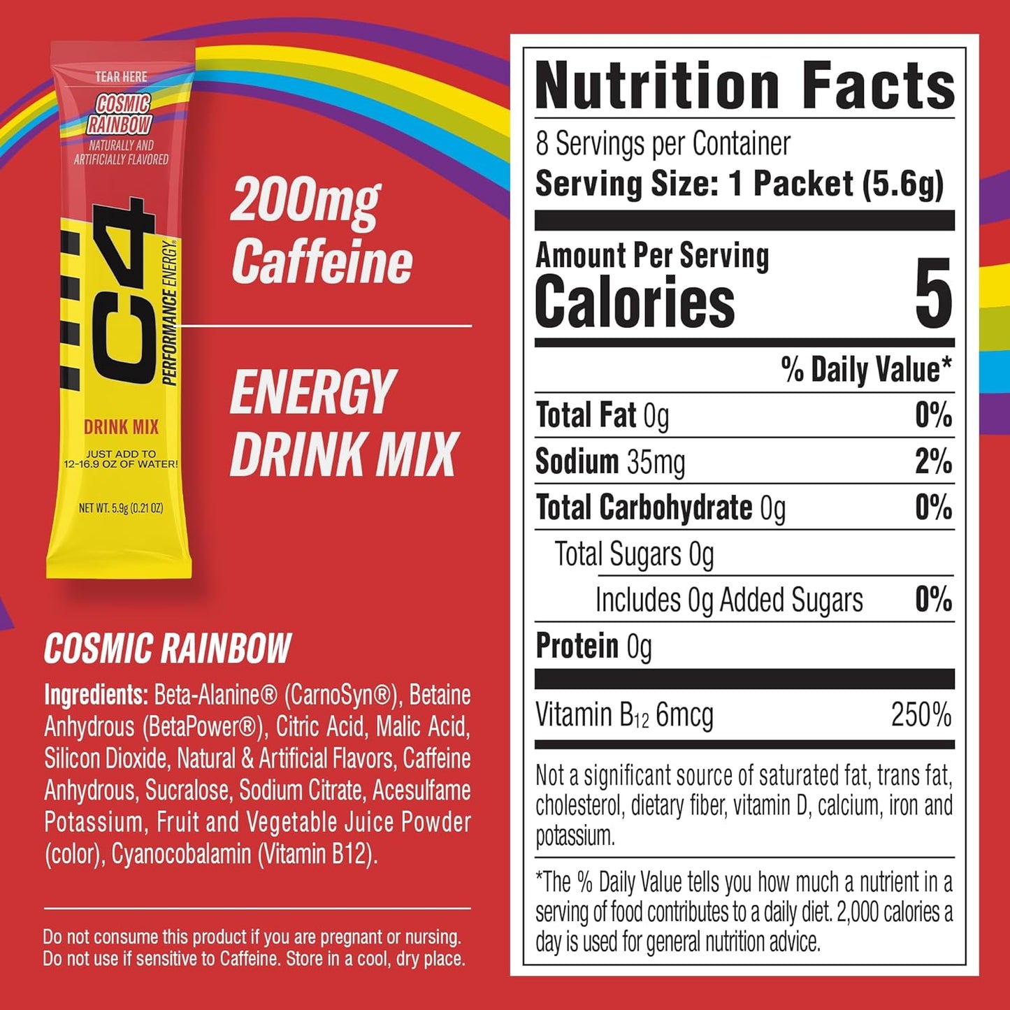 C4 Performance Energy Sticks, 200mg Caffeine, Zero Sugar