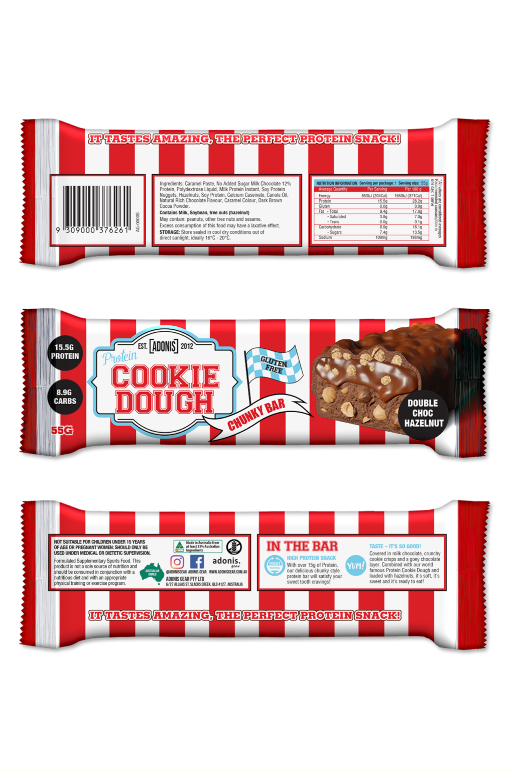 ADONIS.Gears CHUNKY BAR Double Choc Hazelnut (60g)