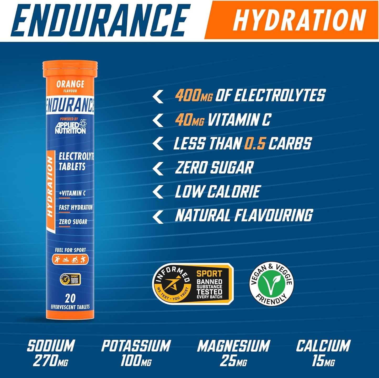 Applied Nutrition Endurance Hydration Electrolytes Tablets - 20 Tablets
