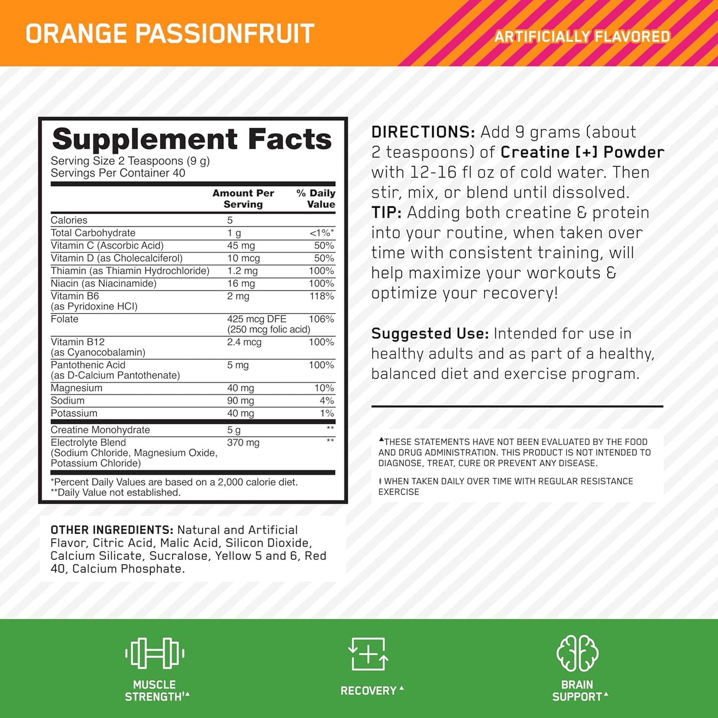 Optimum Nutrition Creatine 3-in-1 Formula 360g (40 Servings)