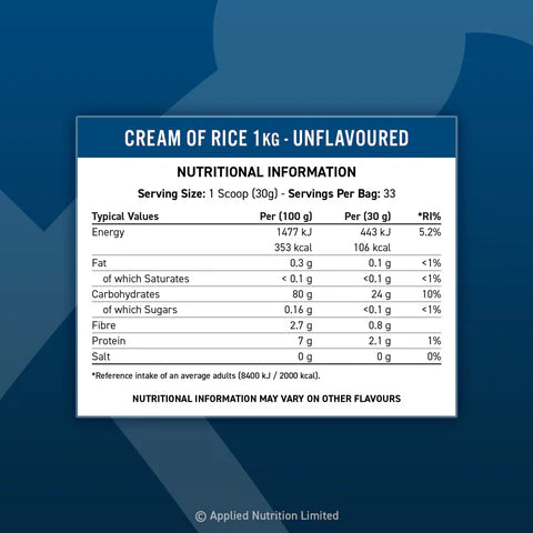 Applied Nutrition Cream Of Rice 1kg (33 Servings)