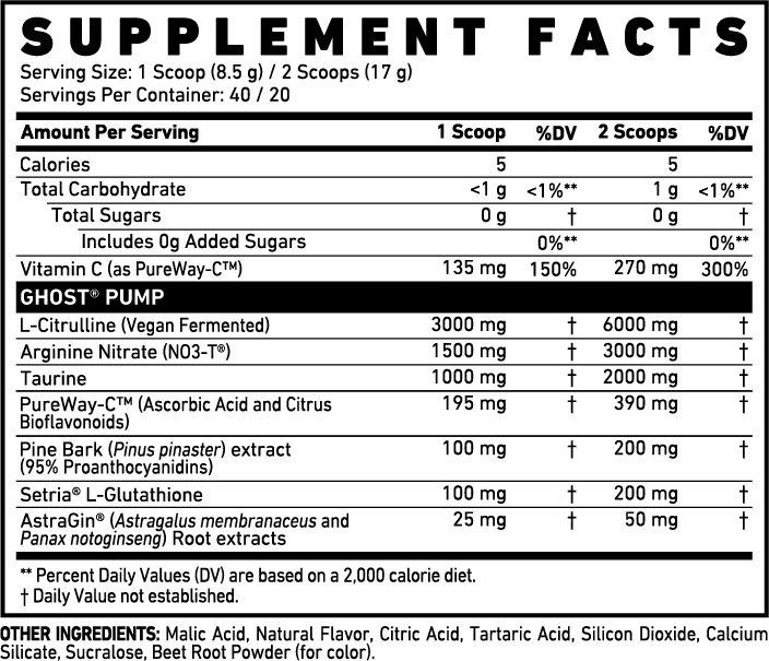 GHOST Pump Pre-Workout 40 Servings