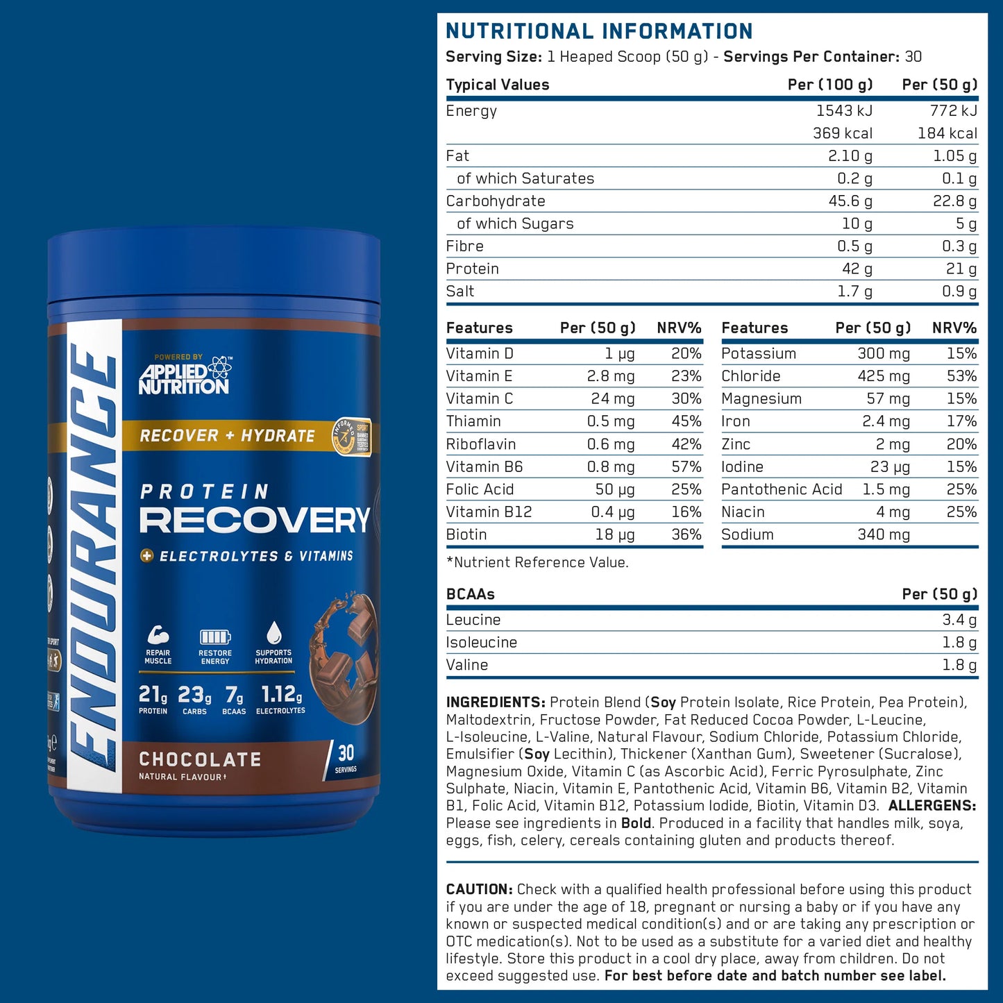 Applied Nutrition Endurance Recovery - Post Exercise Fuel | 30 Servings
