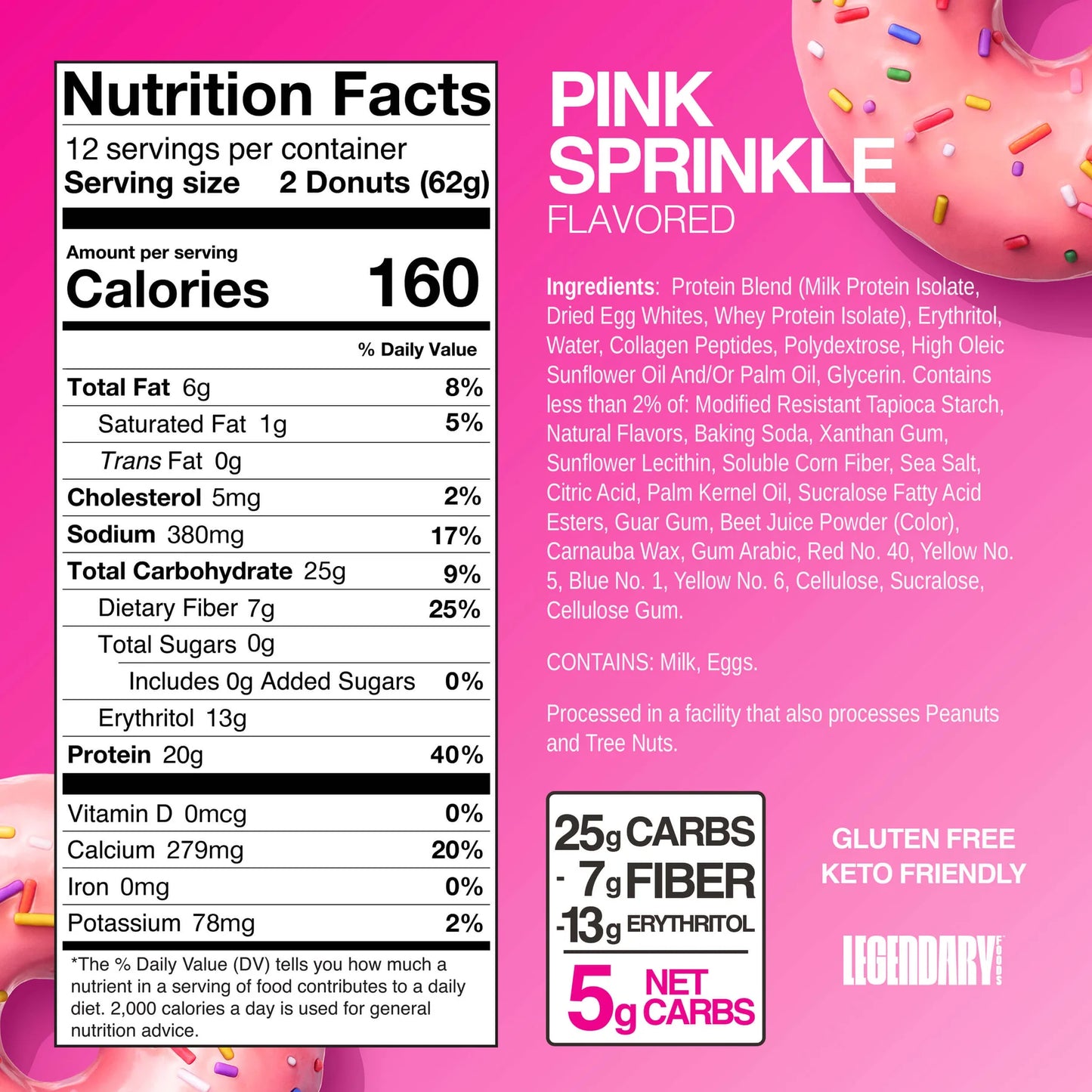 Legendary Foods-Pink Sprinkle Protein Donuts | 62g