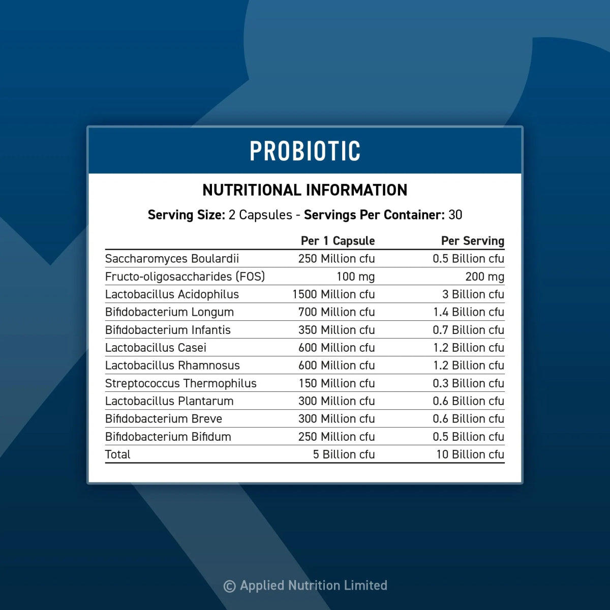 Applied Nutrition Probiotic - Advanced Multi-Strain Formula (60 caps)