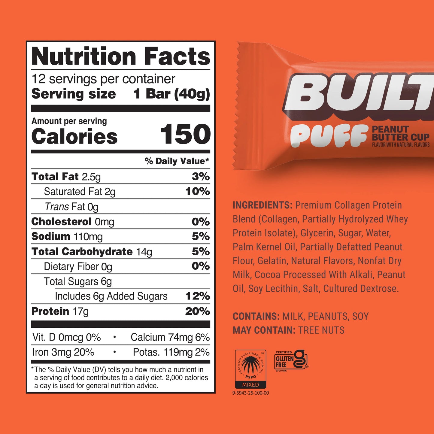 BUILT Peanut Butter Cup Protein Puff | 40g
