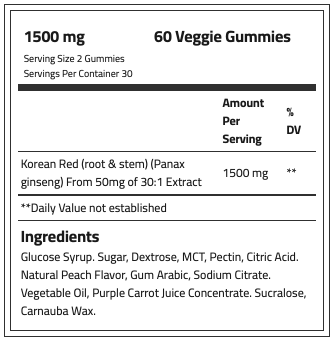 Laperva Korean Red Ginseng-60 Veggie Gummies