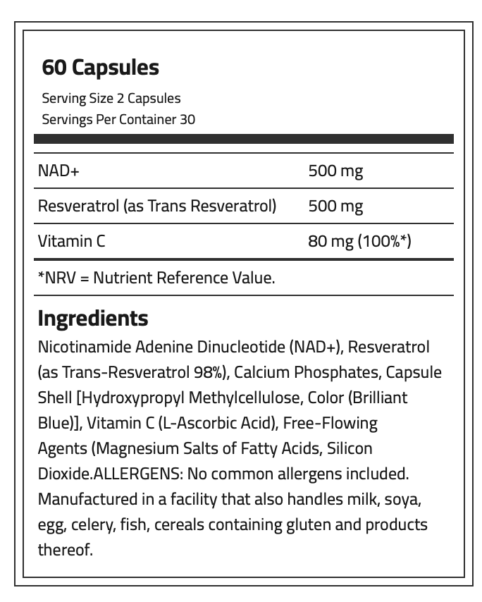 Applied Nutrition NAD+ Resveratrol | 60 Capsules