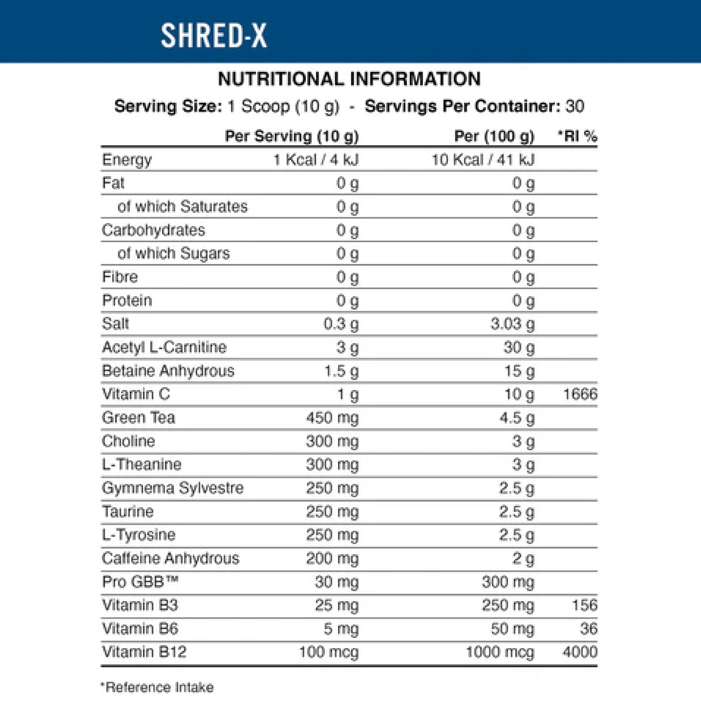 Applied Nutrition Shred-X Fat Burning Thermogenic Powder 30 Servings