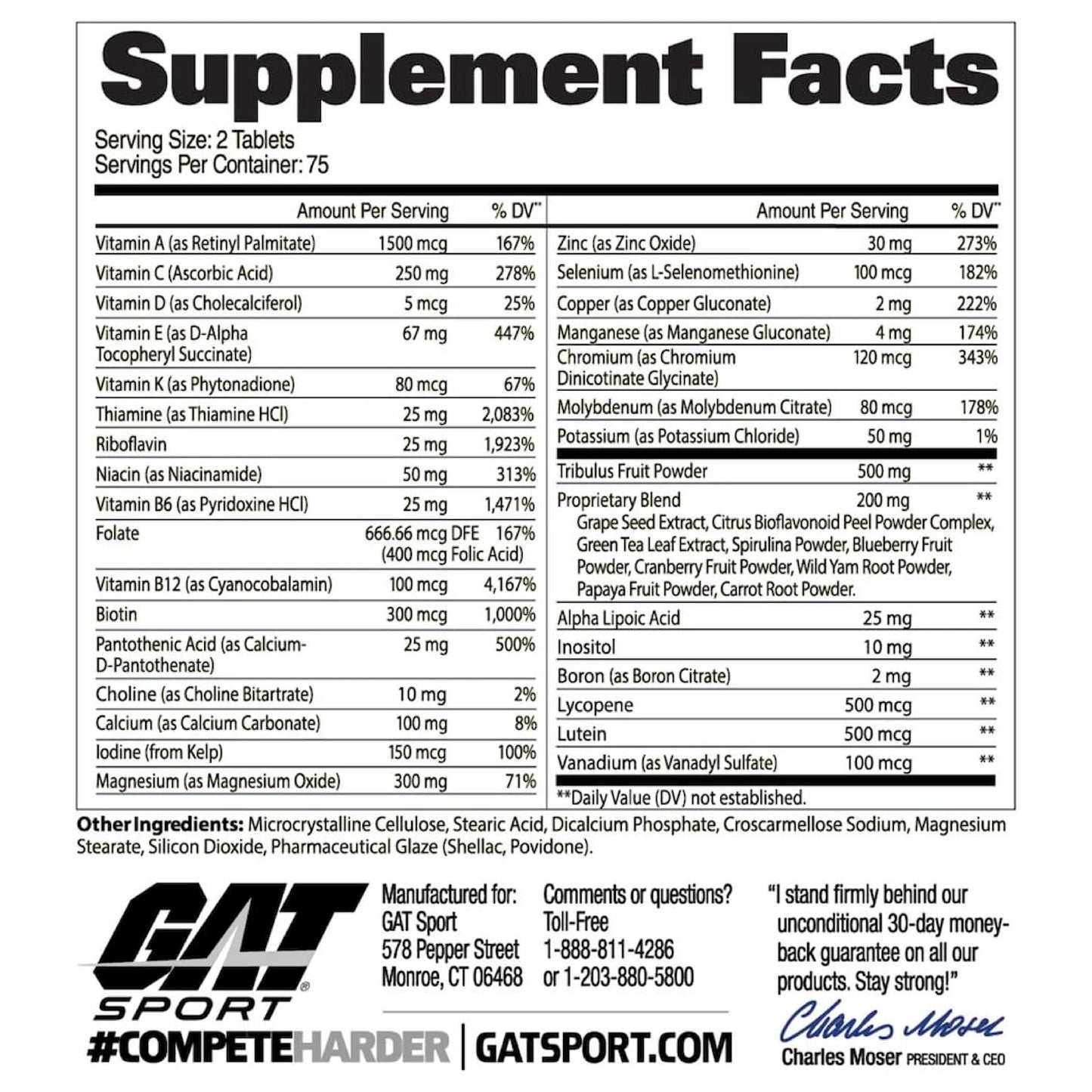 GAT Sport Mens Multi+Test Vitamin 150 Tablets