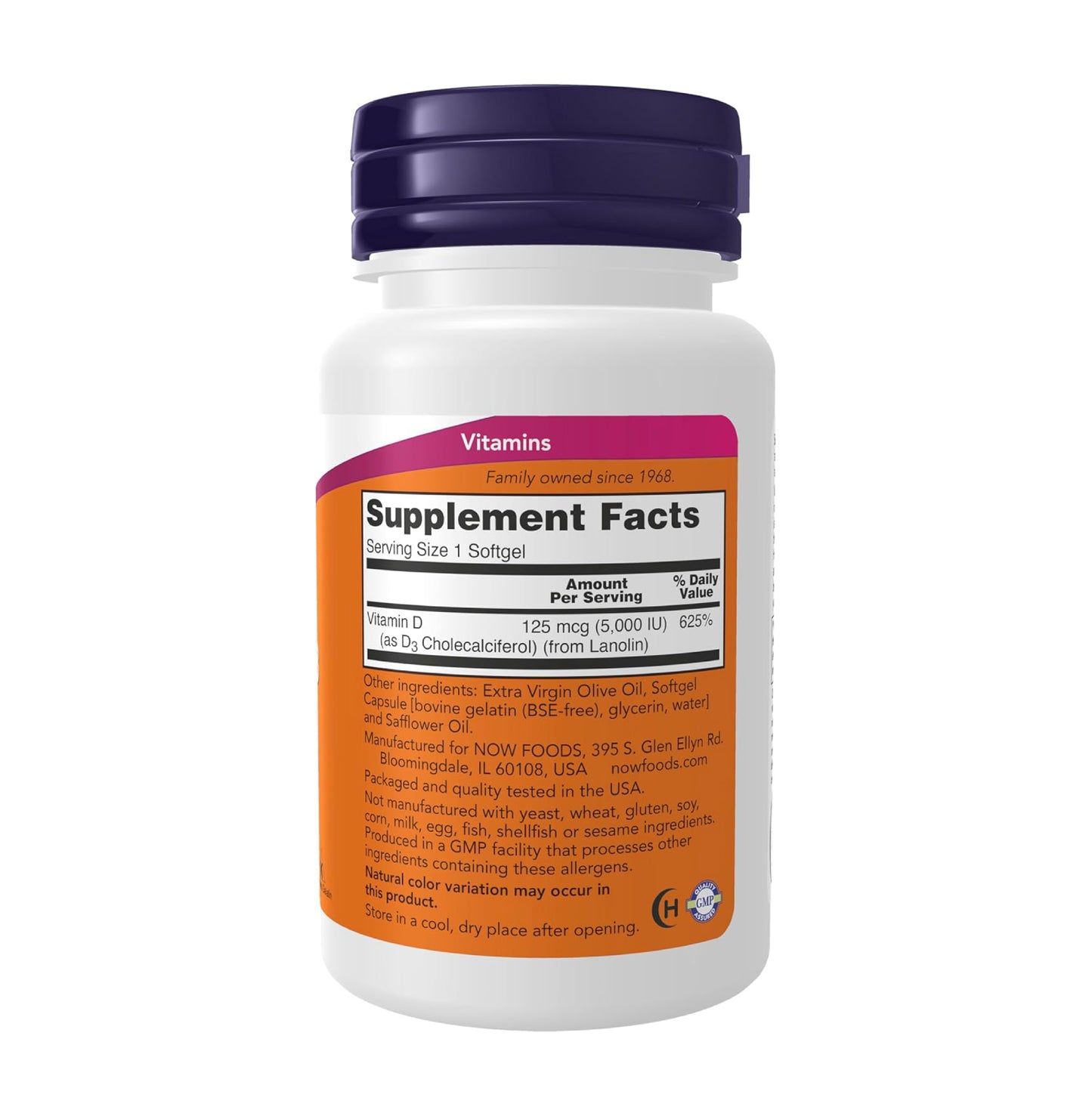 Now Foods Vitamin D-3 5000 IU 120 Softgels