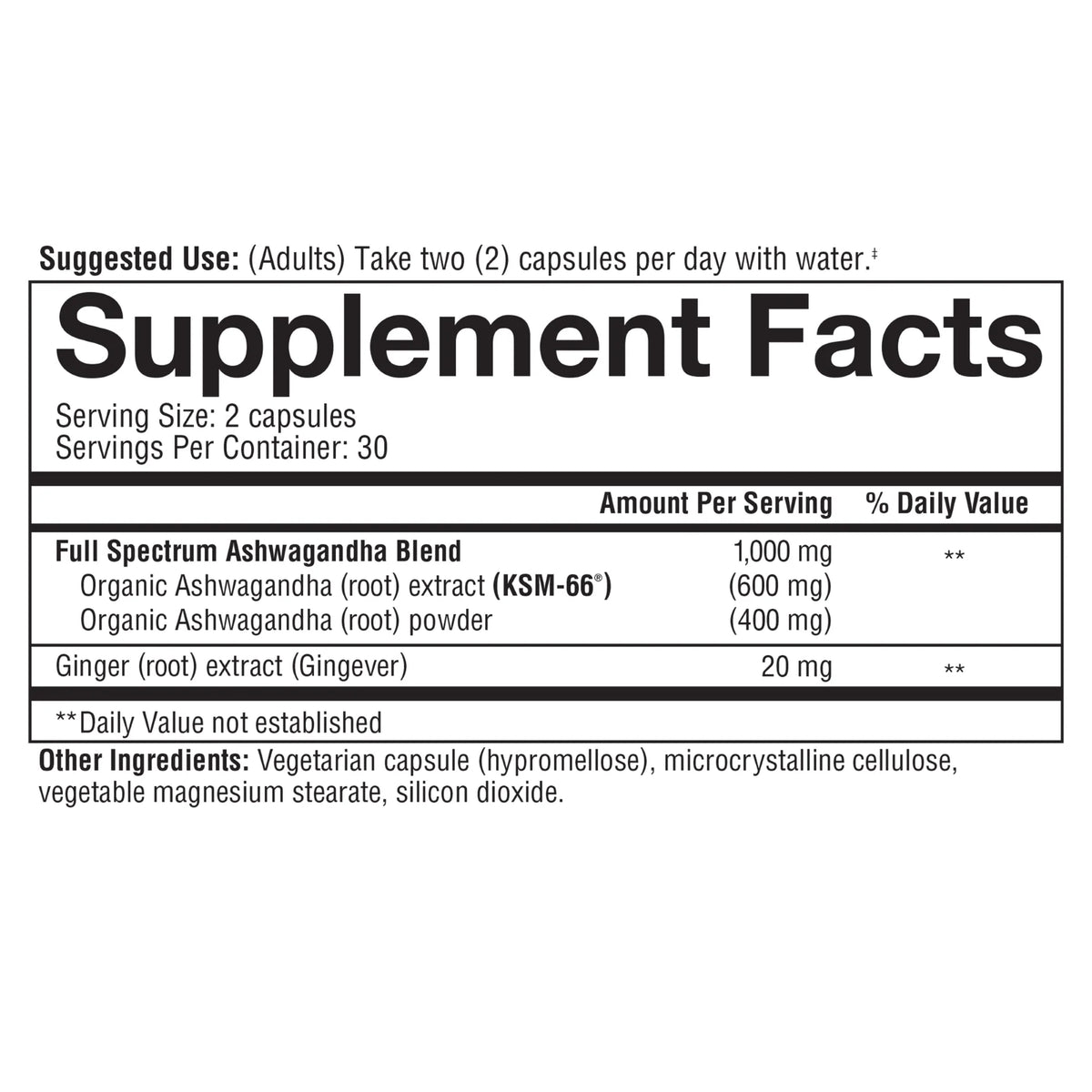 Youtheory Ashwagandha 1000mg | 60 Capsules