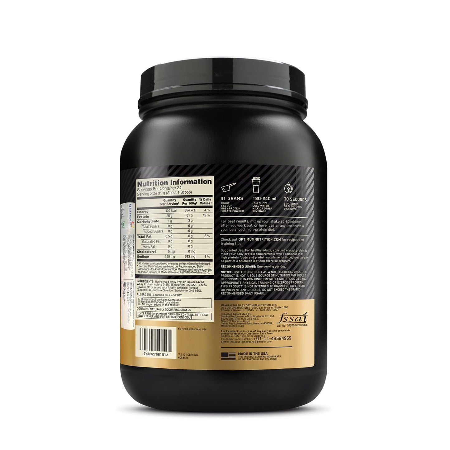 Optimum Nutrition Gold Standard 100% Isolate Whey
