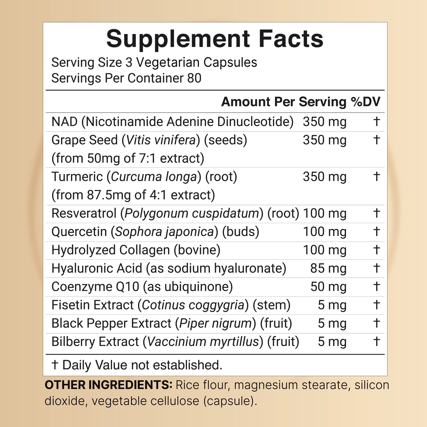NatureBell NAD+ 1,500mg Per Serving, 240 Veggie Capsules