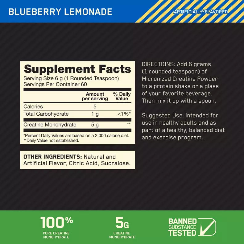 Optimum Nutrition Micronized Creatine Powder Blueberry Lemonade (360G)