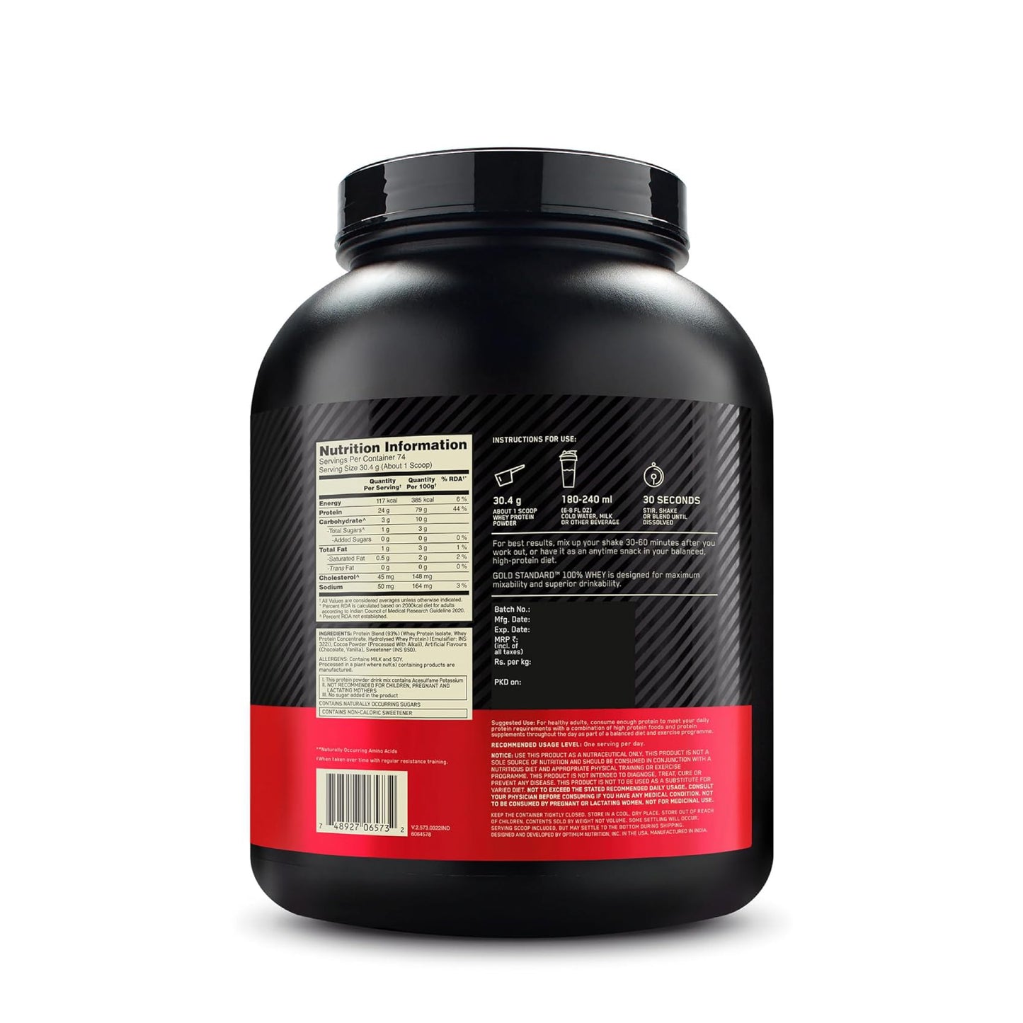 Optimum Nutrition Gold Standard 100%Whey 2.3kg (74 Servings)