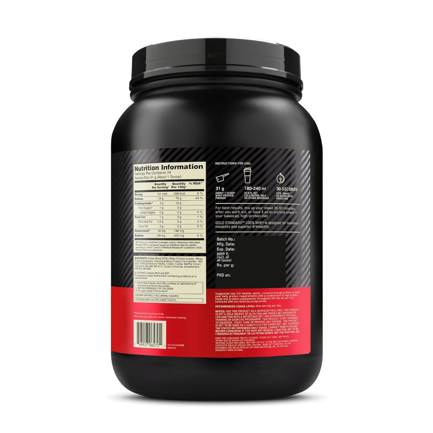 Optimum Nutrition Gold Standard 100% Whey 1KG (29 Servings)
