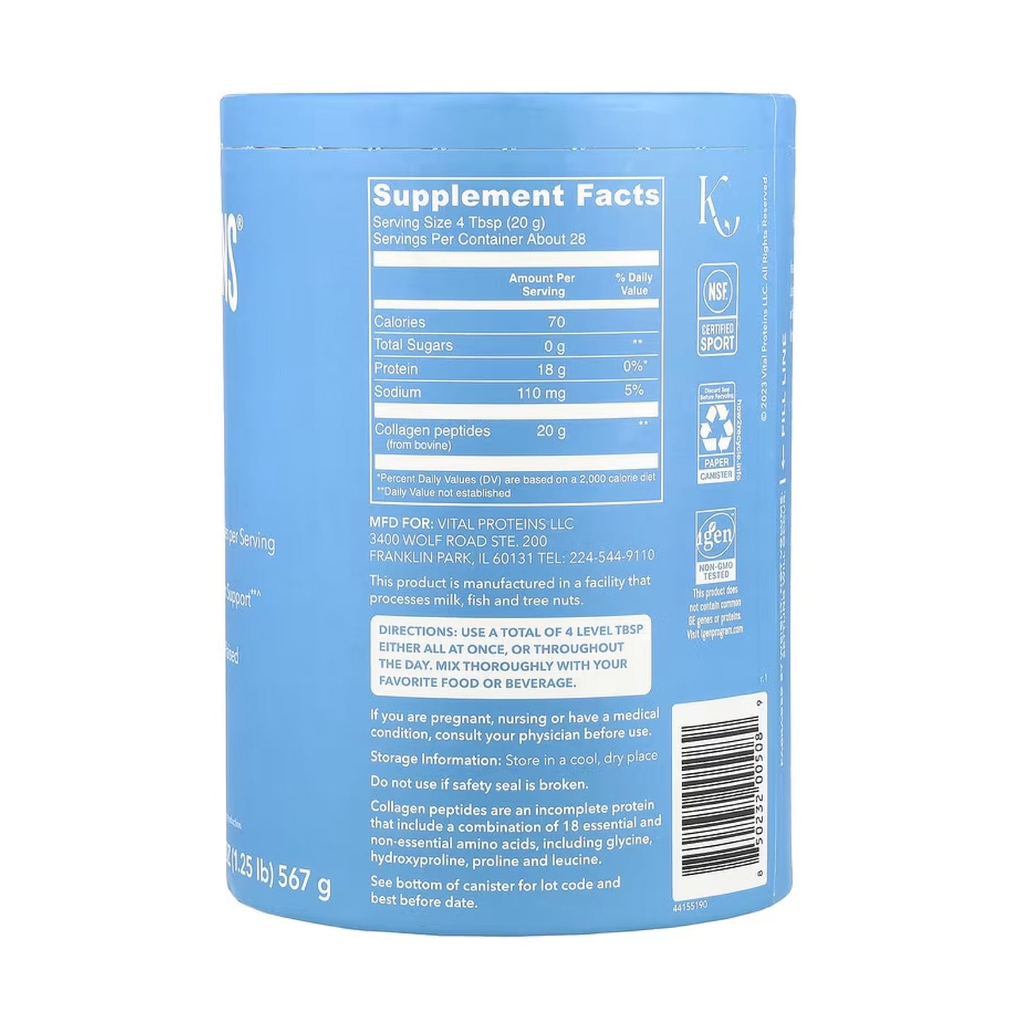 Vital Proteins Collagen Peptides Powder 567g