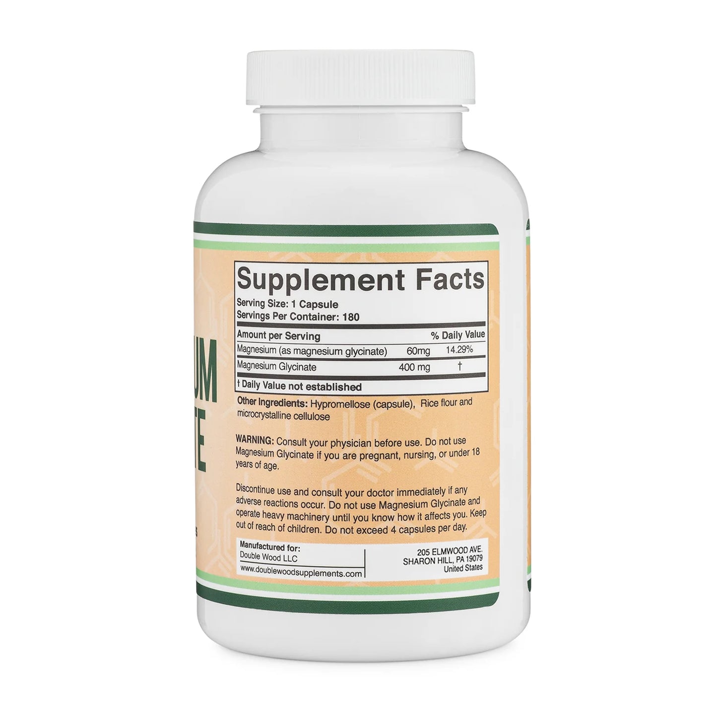 Double Wood Magnesium Glycinate 400mg (180 Capsules)