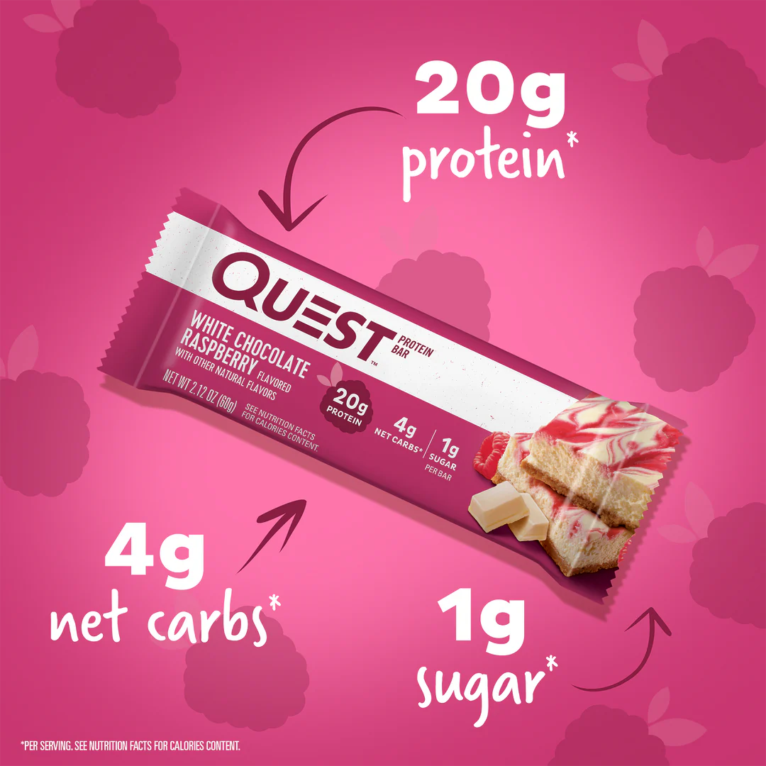 QUEST WHITE CHOCOLATE RASPBERRY PROTEIN BAR (60g)