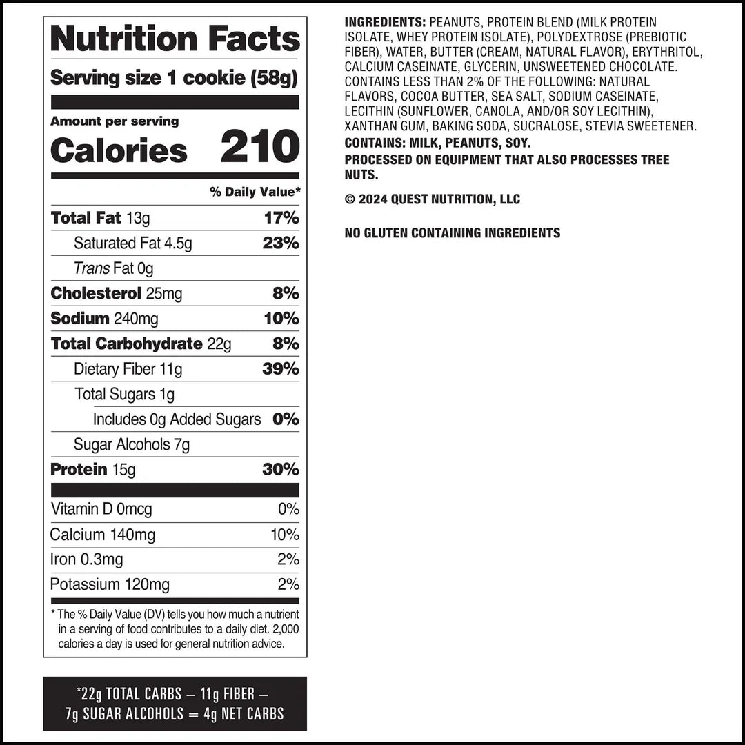 QUEST PEANUT BUTTER CHOCOLATE CHIP PROTEIN COOKIE (60g)