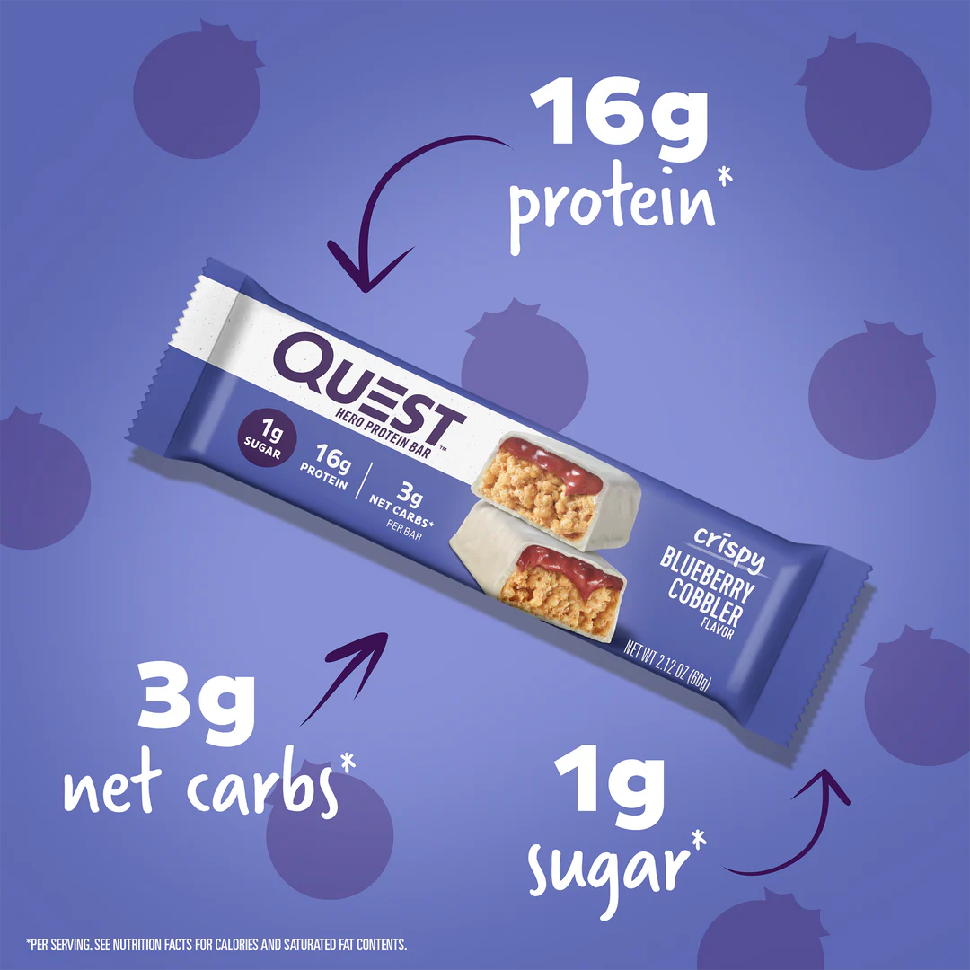 QUEST BLUEBERRY COBBLER CRISPY HERO PROTEIN BAR (60g)