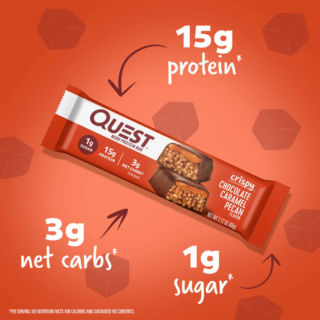 QUEST Chocolate Caramel Pecan Crispy Hero Bar 60g