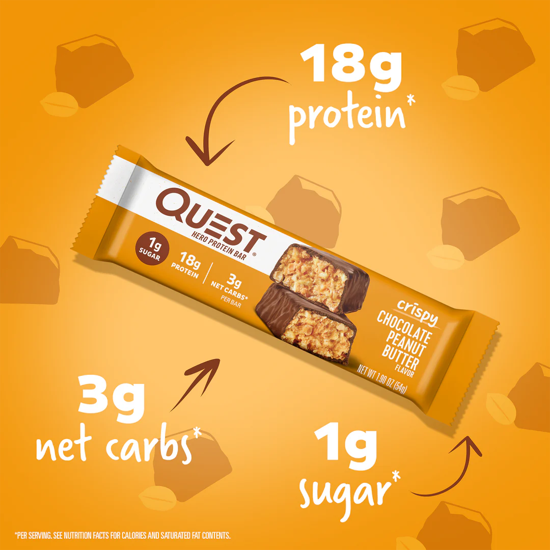 QUEST CHOCOLATE PEANUT BUTTER CRISPY HERO PROTEIN BAR (60g)