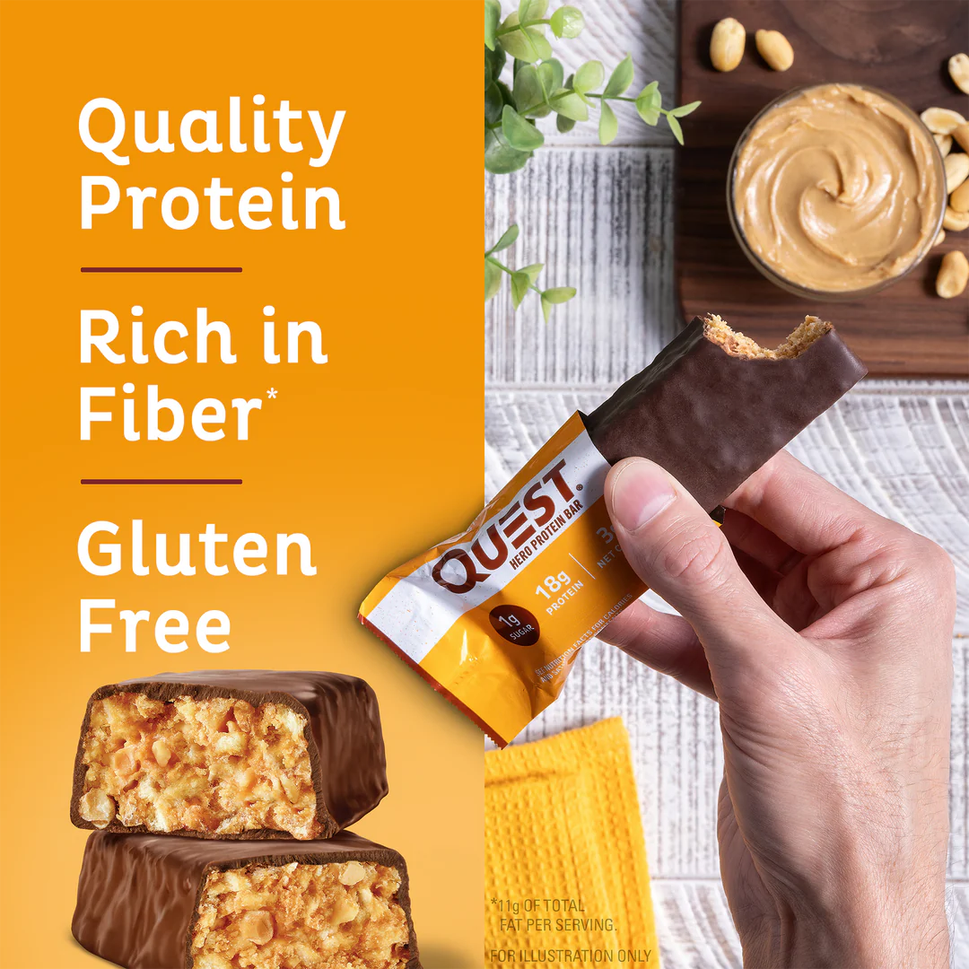 QUEST CHOCOLATE PEANUT BUTTER CRISPY HERO PROTEIN BAR (60g)