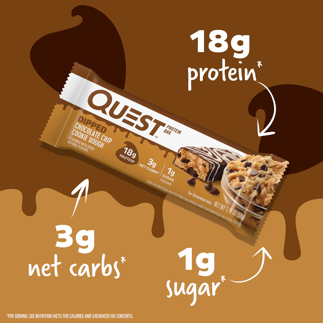 QUEST Dipped Chocolate Chip Cookie Dough Protein Bar (50g)