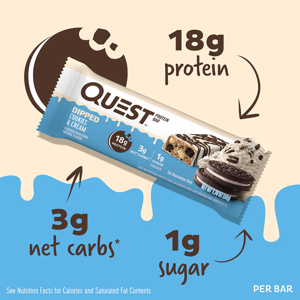 QUEST Dipped Cookies & Cream Protein Bar (50g)