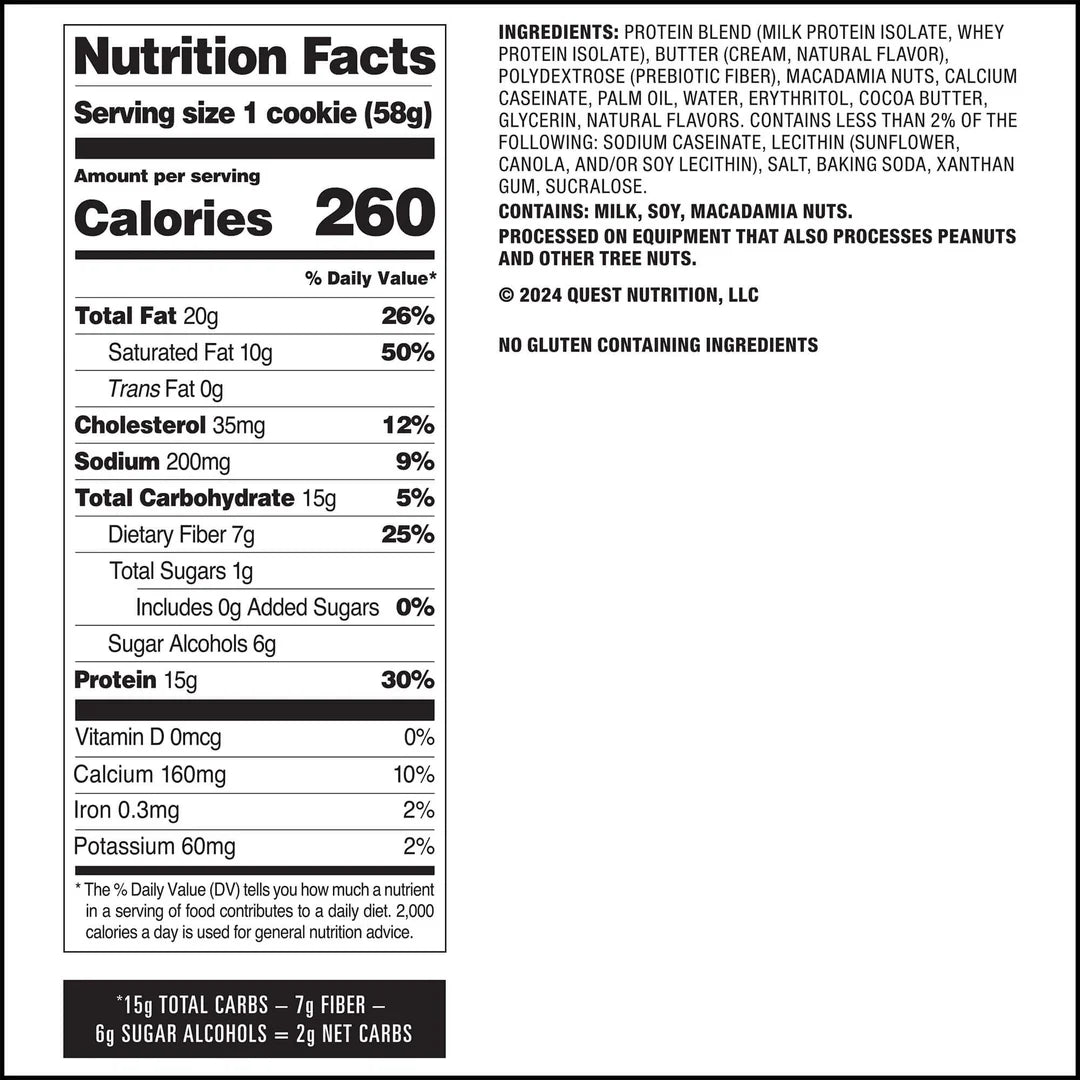 QUEST WHITE CHOCOLATE MACADAMIA PROTEIN COOKIE (58g)