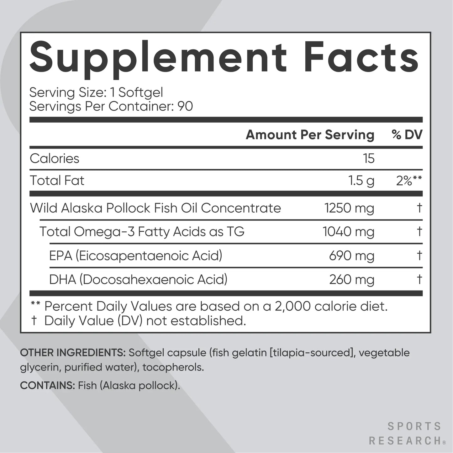 Sports Research Omega-3 Fish Oil-Triple Strength (90 Softgels)
