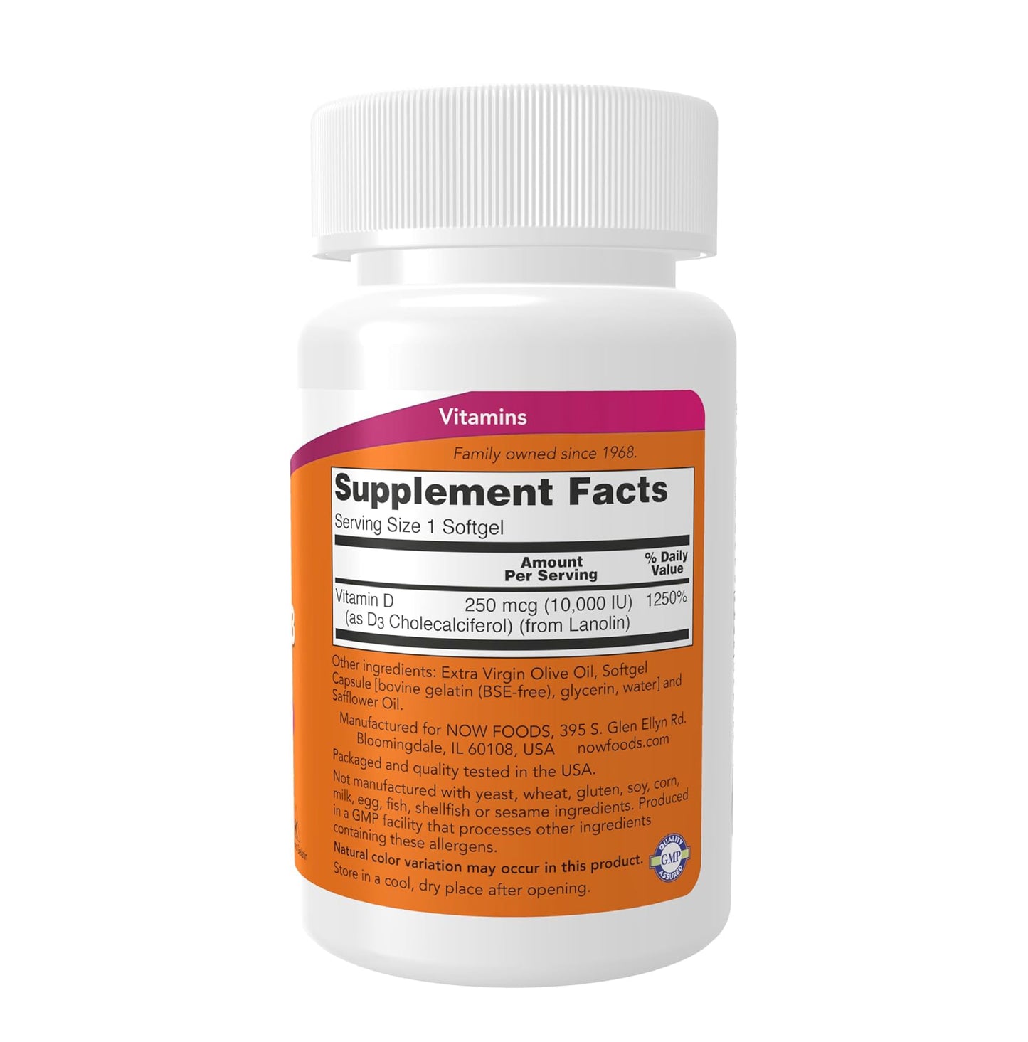 Now Foods Vitamin D-3 10,000 IU 120 Softgels