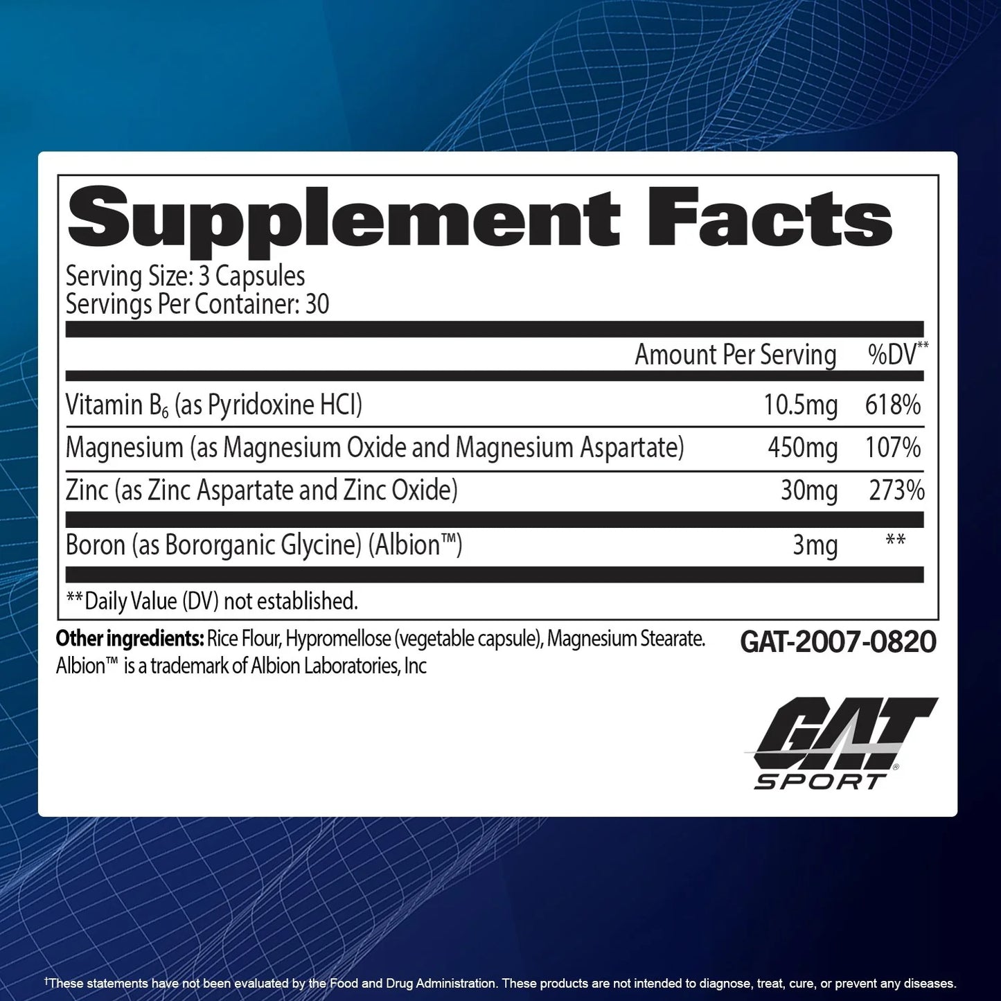 GAT SPORT ZMAG-T 90 Capsules - Zinc, Magnesium, B6 + Boron
