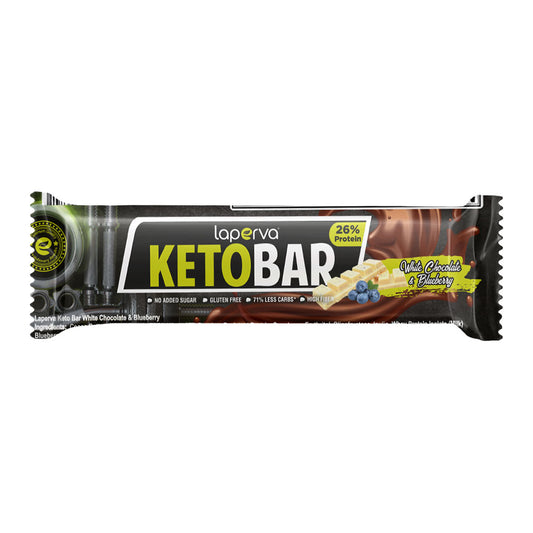 Laperva Keto Bar, White Chocolate & Blueberry, 1 Bar, Low Calories, Athletes & Keto Friendly