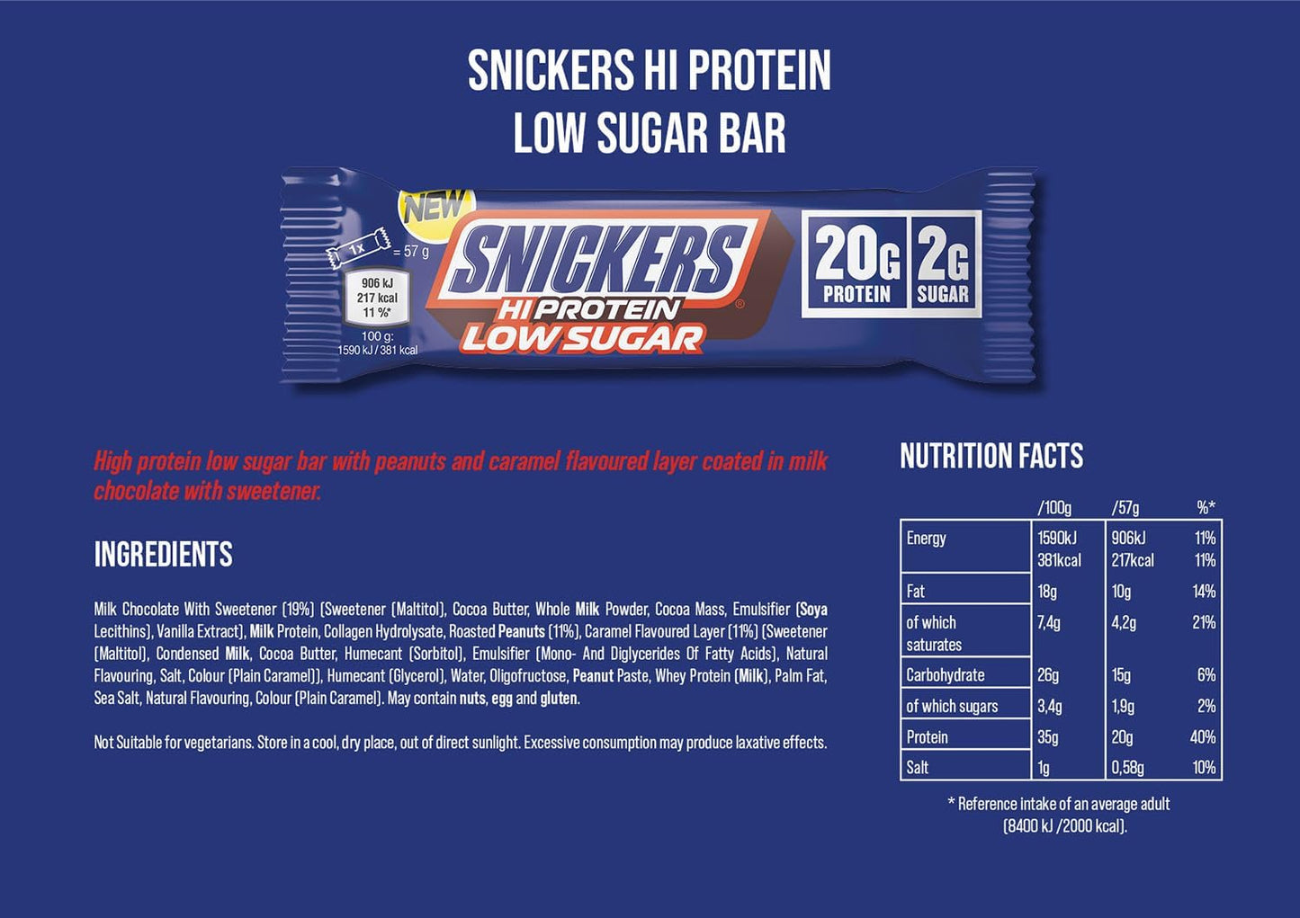 Snickers - Milk Chocolate Low Sugar Protein Bar | 57g