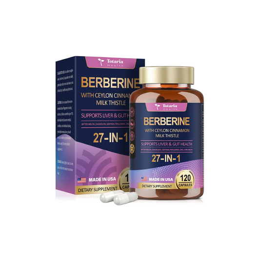 Totaria 27-in-1 Berberine Supplement with Ceylon Cinnamon, Milk Thistle |120 Caps