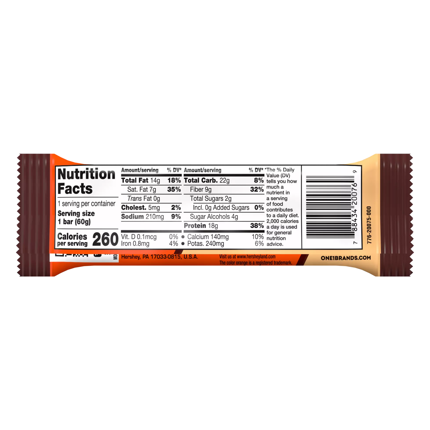 ONE REESE'S PEANUT BUTTER CHOCOLATE LAYERED PROTEIN BAR | 60g