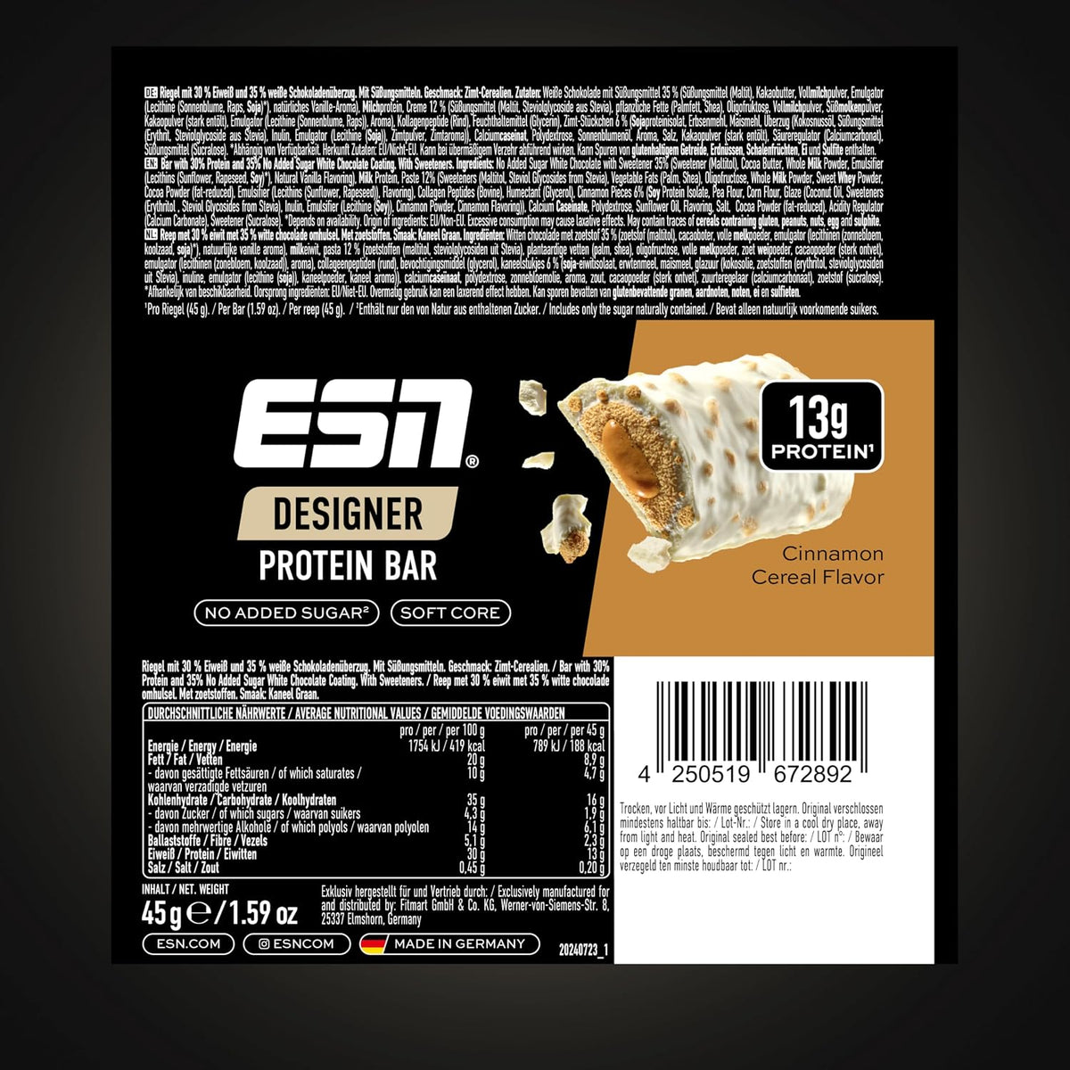 ESN Designer Protein Bar - Cinnamon Cereal