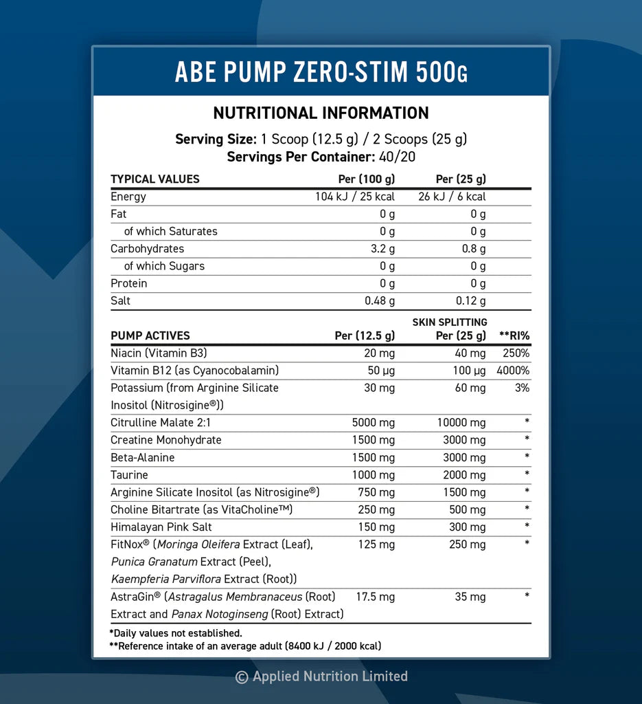 Applied Nutrition ABE Pump - Zero Stim Pre-Workout | 40/20 Servings
