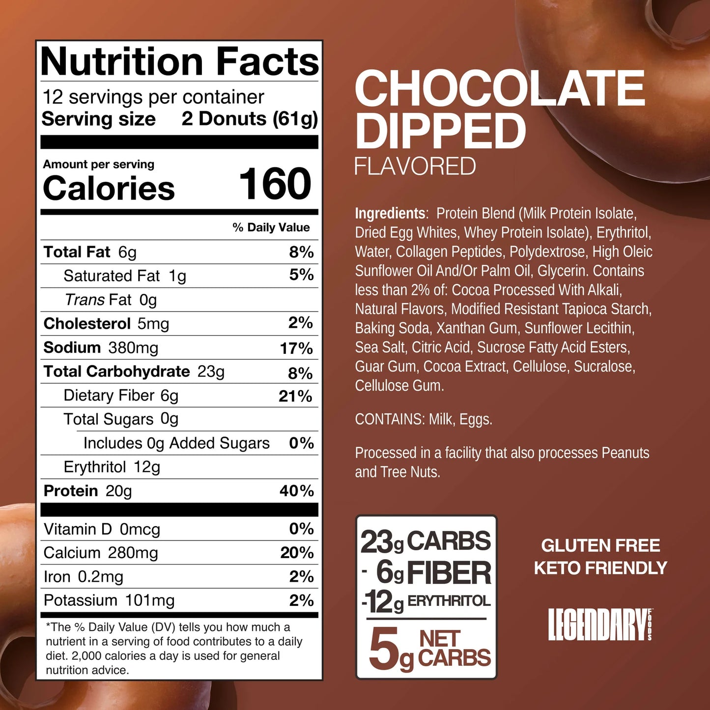 Legendary Foods - Chocolate Dipped Protein Donuts | 61g