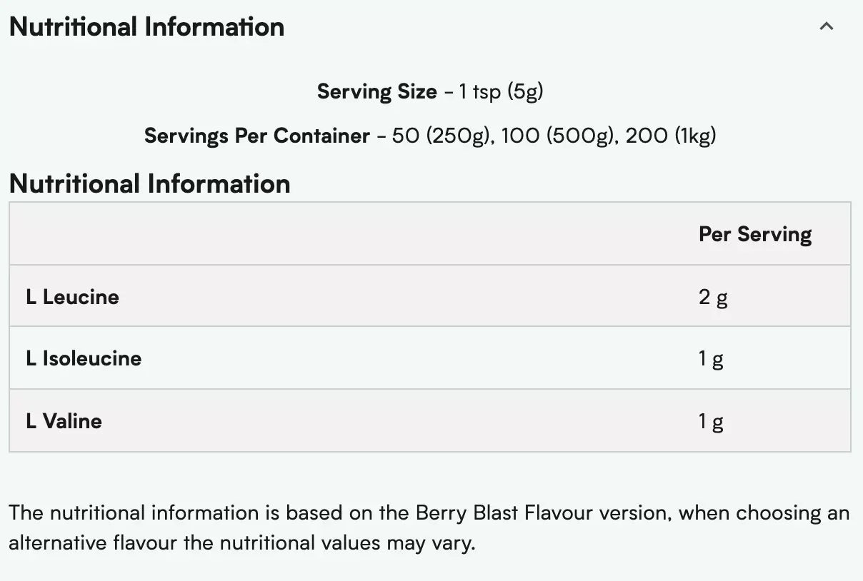 MyProtein BCAA Powder 250G (50 Servings)