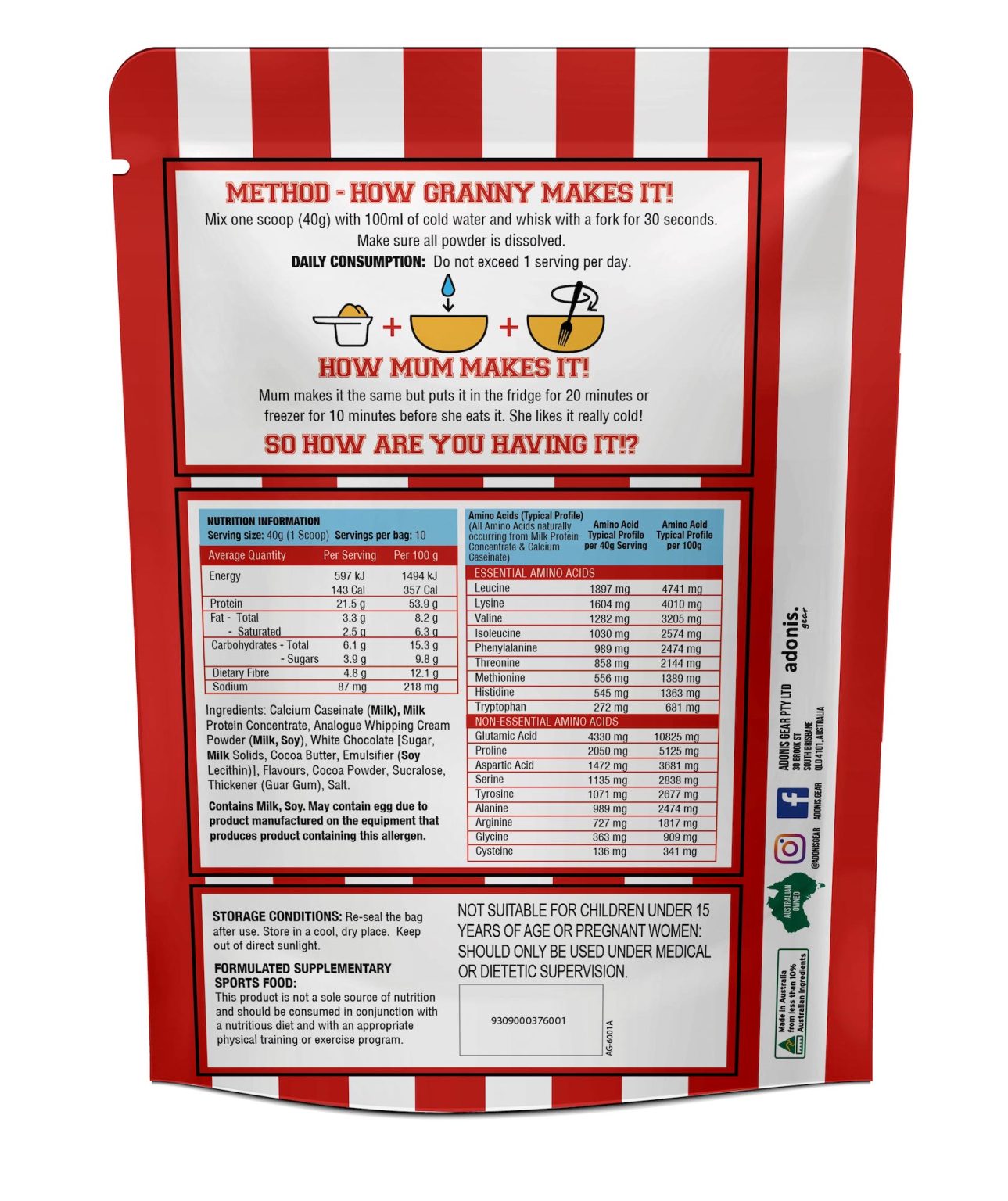 Adonis.Gear Protein Cookie Dough 400g (10 Servings)